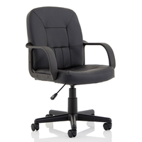 Hove Leather Executive Office Chair In Black With Arms