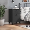 hove wooden bedside cabinet with 1 door 1 drawers in black