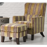 Humphrey Fabric Accent Chair And Footstool In Gold