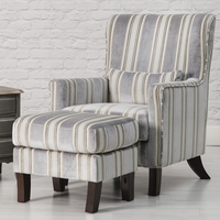 Humphrey Fabric Accent Chair And Footstool In Grey