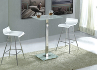 Ice Bar Table in Frosted Glass with 2 Br6 White Stools