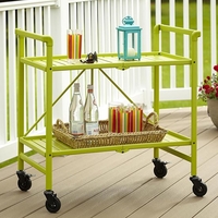 Intellifit Folding Drinks Trolley In Apple Green With 2 Shelves