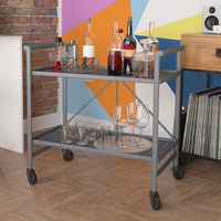 Intellifit Folding Drinks Trolley In Grey With 2 Slatted Shelves