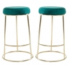 intercrus green velvet bar stools with gold frame in a pair