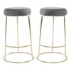 intercrus grey velvet bar stools with gold frame in a pair