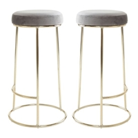 intercrus tall grey velvet bar stools with gold frame in a pair