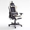Italy Office Chair In Black And White Faux Leather With Castors