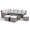 Itami Lounge Corner Sofa With Rising Dining Table In Grey