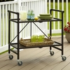 Itelia Folding 2 Slatted Shelves Drinks Trolley In Brown