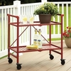 Itelia Folding 2 Slatted Shelves Drinks Trolley In Ruby Red