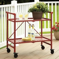 Itelia Folding 2 Slatted Shelves Drinks Trolley In Ruby Red