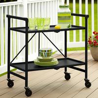 Itelia Folding Drinks Trolley In Black With 2 Shelves