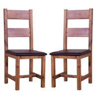 Javelin Dining Chair In Brown Faux Leather in A Pair