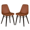 jecca tawny fabric dining chairs with black legs in pair
