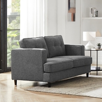 jeddah fabric 2 seater sofa with black legs in grey