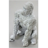 jewel gorilla sitting small size sculpture in silver finish