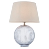 Jixi Grey Cotton Shade Table Lamp With Smokey Grey Ribbed Base