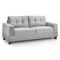 juan fabric 3 seater sofa in grey with wooden legs