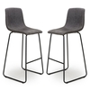 Juarez Dark Grey Suede Effect Bar Stools In Pair