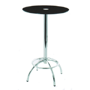Konix Bar Table With Black Glass And Chrome Legs
