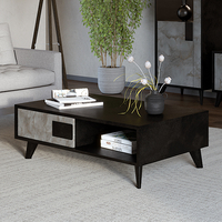 laax wooden coffee table with 1 drawer in matt black and oxide