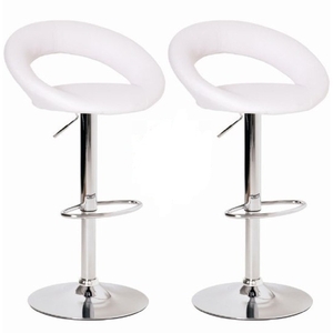 Leoni Bar Stools In White Faux Leather in A Pair