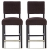 Linnot Aubergine Fabric Bar Stools With Black Legs In Pair