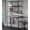 Lombok Mirrored Open Display Unit With Matt Black Metal Frame