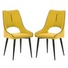 lorain yellow chenille effect fabric dining chairs in pair