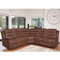 Lovell Fabric Recliner Corner Sofa In Brown