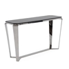 Lucerne Glass Console Table In Black With Stainless Steel Base