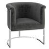 Madeley Velvet Fabric Lounge Chair In Dark Grey