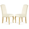 Madeline Dining Chair In Pearl Fabric And Oak Legs in A Pair