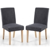 madrid dark grey fabric dining chair with oak legs in pair