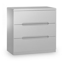 magaly wooden chest of drawers in grey high gloss with 3 drawers