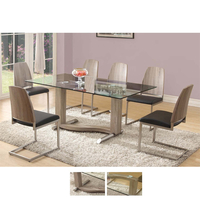 Manta Clear Glass Dining Table With 6 Dining Chairs