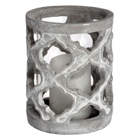 mariana small stone effect patterned candle holder in grey
