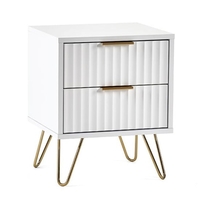 marius wooden bedside cabinet with 2 drawers in matt white