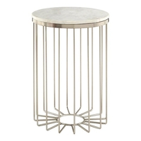 Marquis Marble Top Side Table In White With Metal Frame