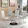 marseille glass dining table with 4 daryl white dining chairs