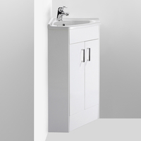 Mayetta 55cm 2 Doors Corner Vanity With Basin In Gloss White