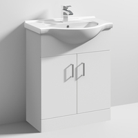 Mayetta 65cm Floor Vanity Unit With Round Basin In Gloss White