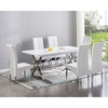 mayline extending white dining table with 6 vesta white chairs