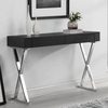 mayline glass top high gloss console table in black