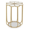 mekbuda petal white mirrored top side table with gold frame