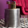 mekbuda round metal side table in gold and antique zinc