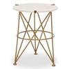 mekbuda round white marble top side table with angular legs
