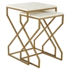 Mekbuda Square Marble Top Nest Of 2 Tables With Gold Frame