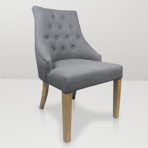 Melanie Dining Chair In Grey Fabric In A Pair