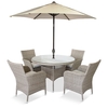meltan 4 seater dining set with 2.2m parasol in sand